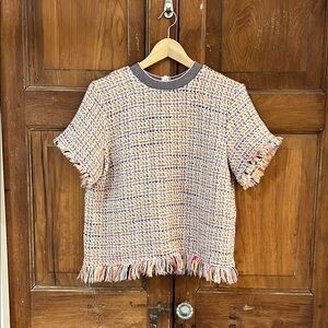 Zara Textured Woven Fringe Top